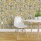 Peel & Stick Wallpaper 2FT Wide Yellow Teal Floral Gold Large Scale Hand Drawn Lemons Italian Florentine Botanical Fruit Directional Custom Removable Wallpaper by Spoonflower
